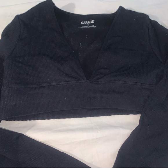 Black Garage Long Sleeve Crop Top - Picture 2 of 4